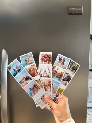 Photo Booth Strip Magnets printed on satin photo paper with vinyl magnetic backing
